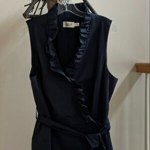 Eliza J Navy Blue Ruffle Wrap Midi Dress